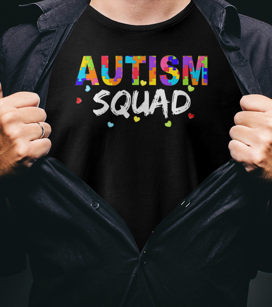 Autism Squad Puzzle Piece Heart Awareness T-Shirt