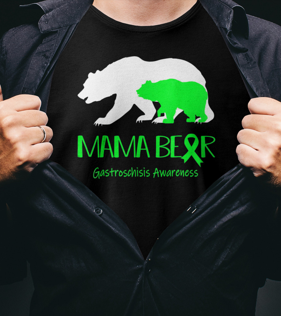 Mama Bear Gastroschisis Awareness Ribbon Symbol Bears T-Shirt