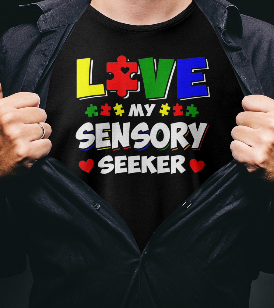 Love My Sensory Seeker Autism Awareness Day Puzzle T-Shirt