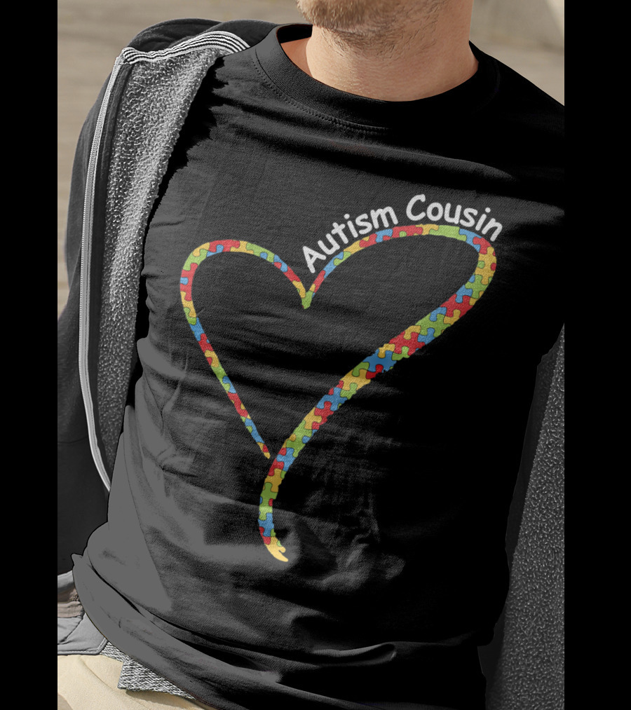 Autism Cousin Puzzle Heart Awareness T-Shirt