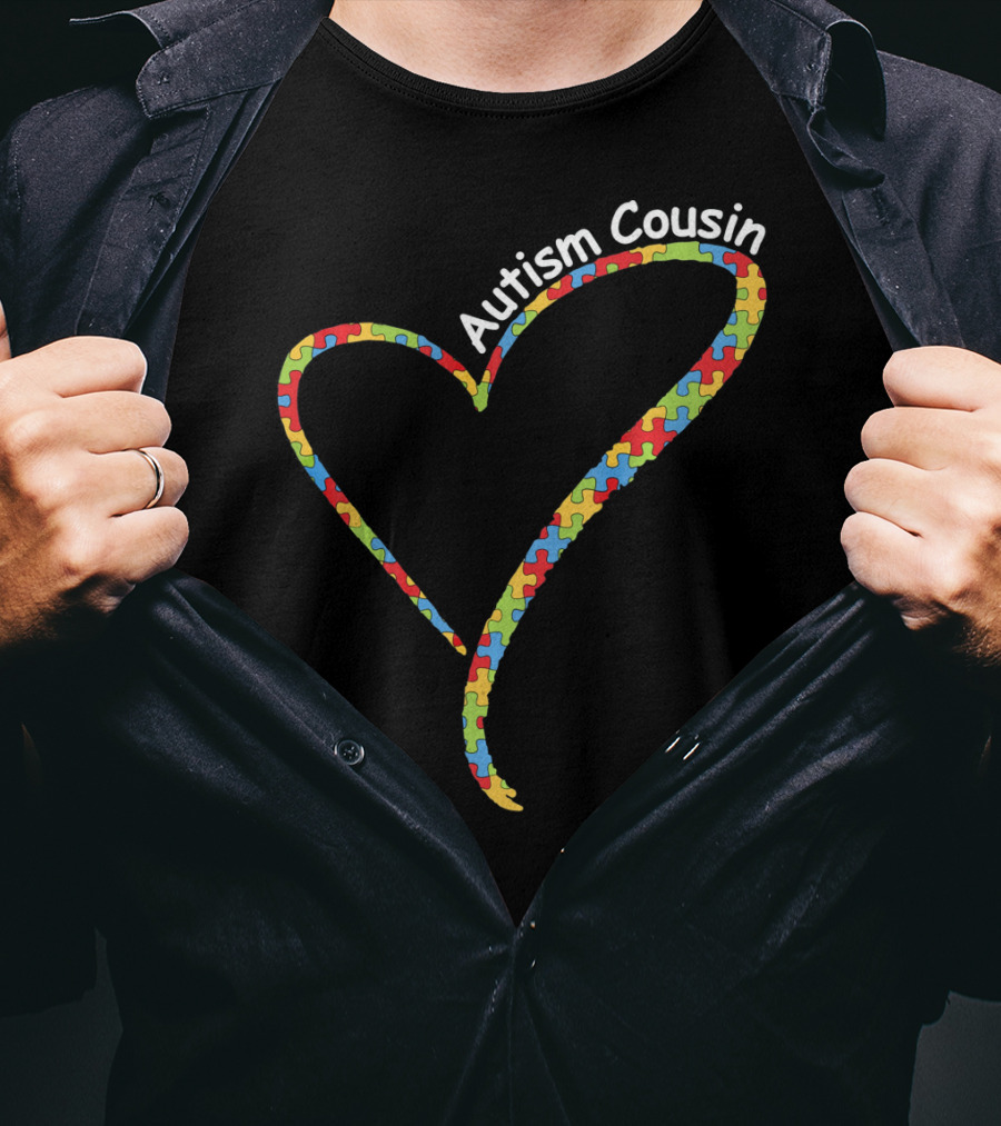 Autism Cousin Puzzle Heart Awareness T-Shirt