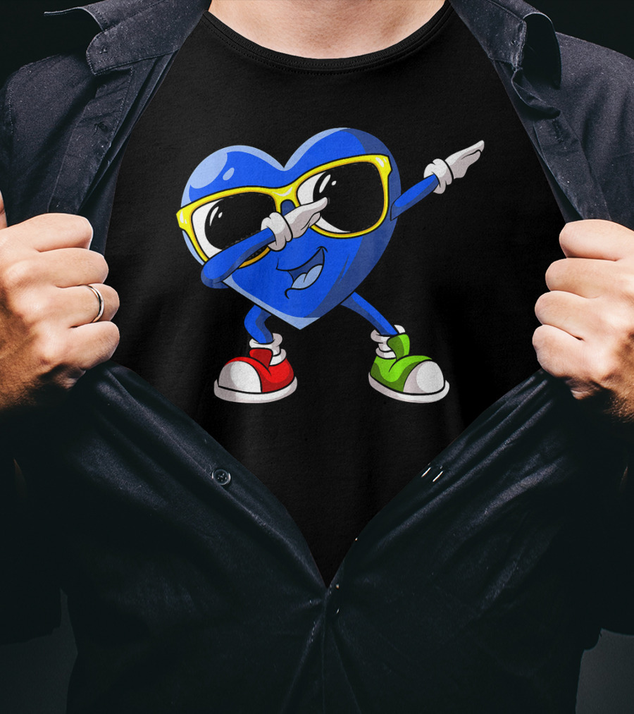 Autism Awareness Dabbing Heart Blue Love Sunglasses Red Green Shoes T-Shirt