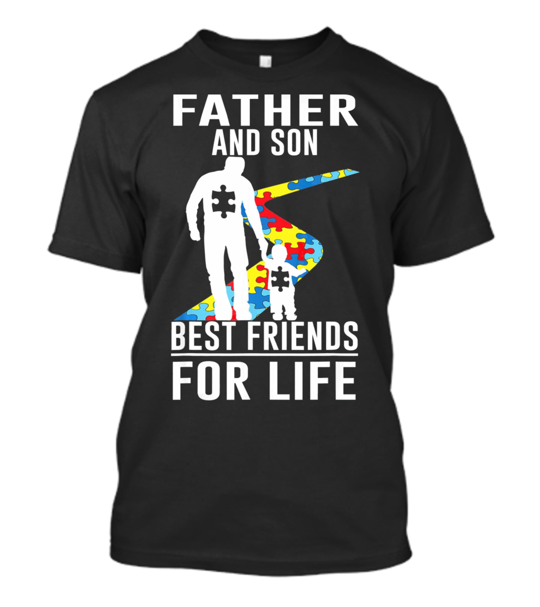 Father And Son Best Friends For Life Puzzle Piece Autism Awareness T-Shirt