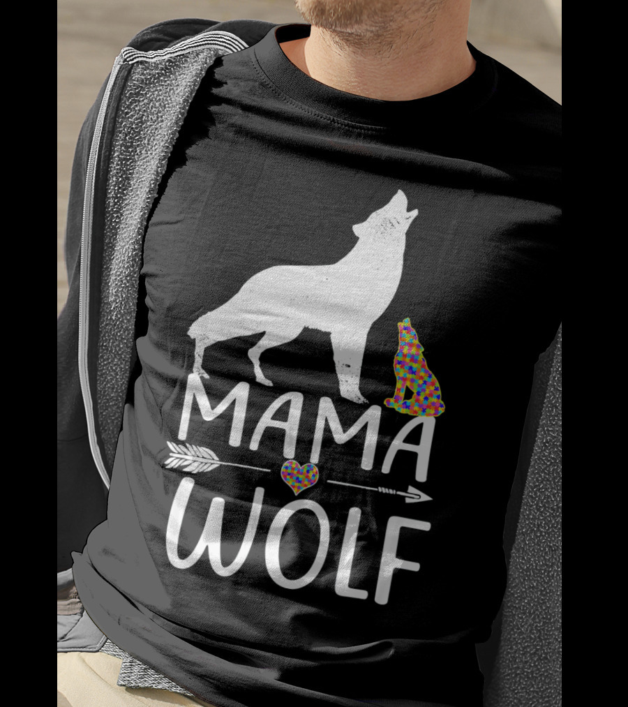 Mama Wolf Autism Awareness Autis T-Shirt