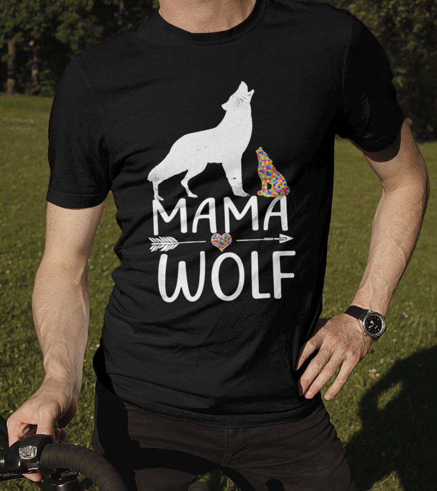 Mama Wolf Autism Awareness Autis T-Shirt