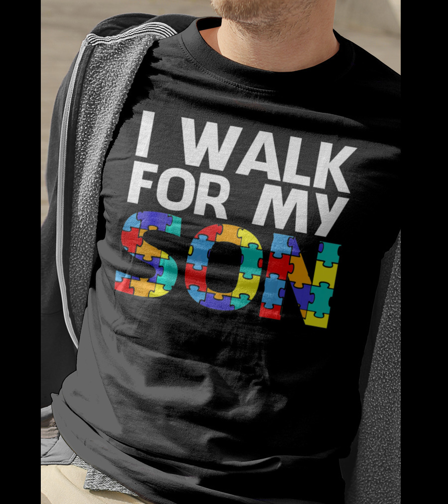 Autism Awareness I Walk For My Son Puzzle Piece T-Shirt