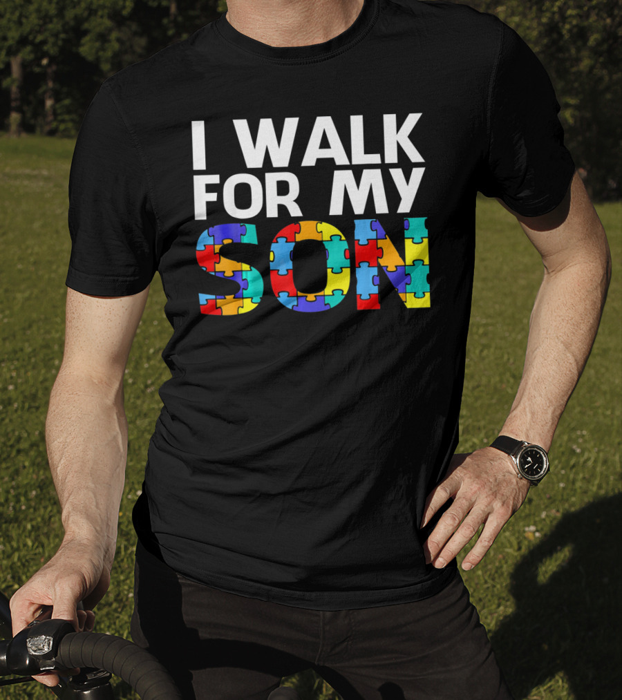 Autism Awareness I Walk For My Son Puzzle Piece T-Shirt