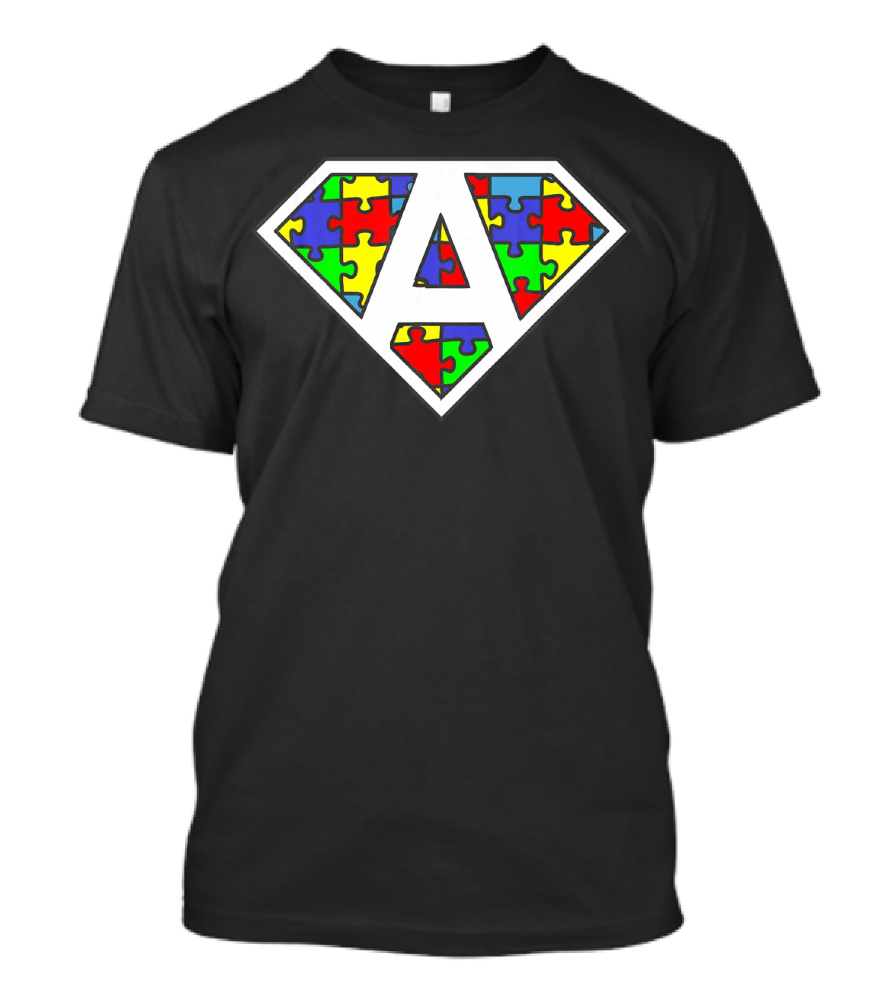 Autism Awareness Superhero Puzzle Shield Emblem T-Shirt