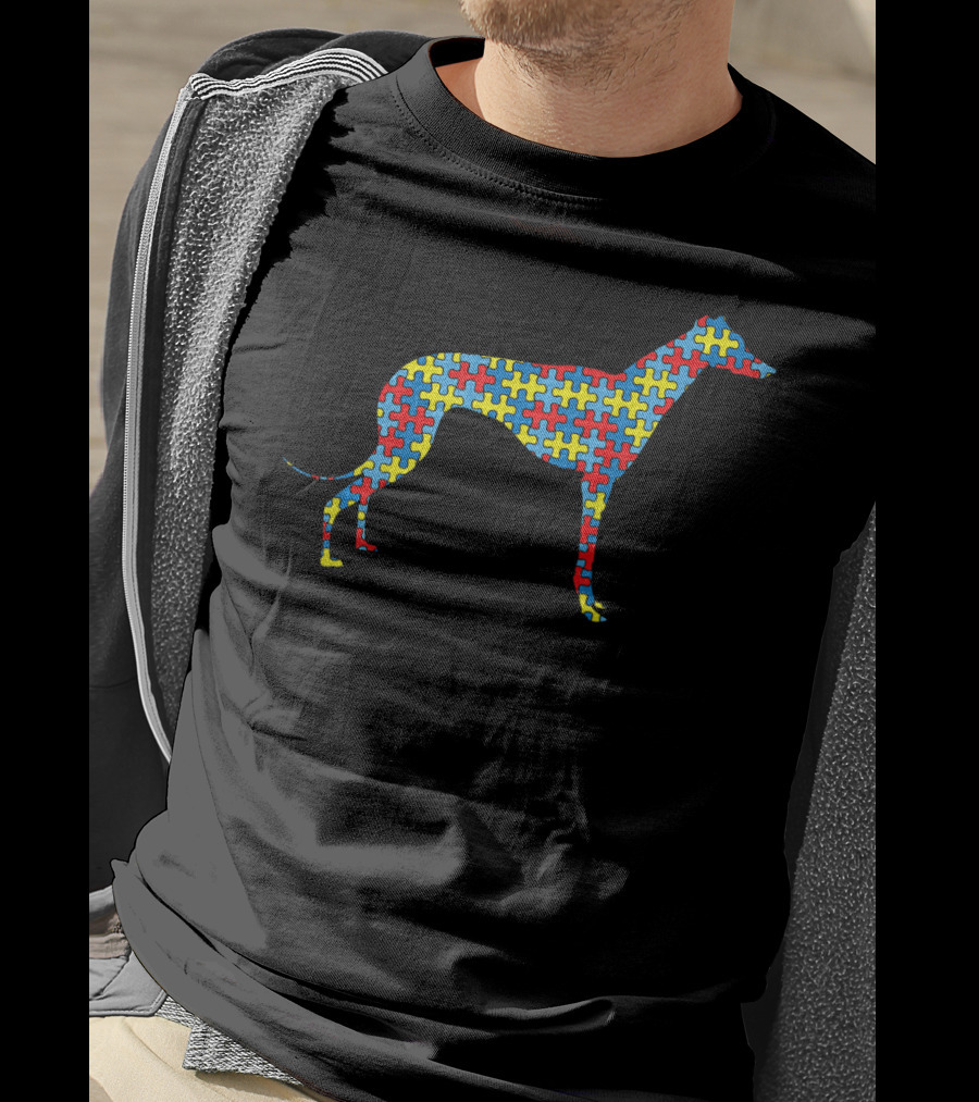 Greyhound Puzzle Autism Awareness Dog Pet Kids T-Shirt