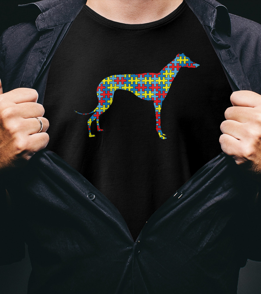 Greyhound Puzzle Autism Awareness Dog Pet Kids T-Shirt