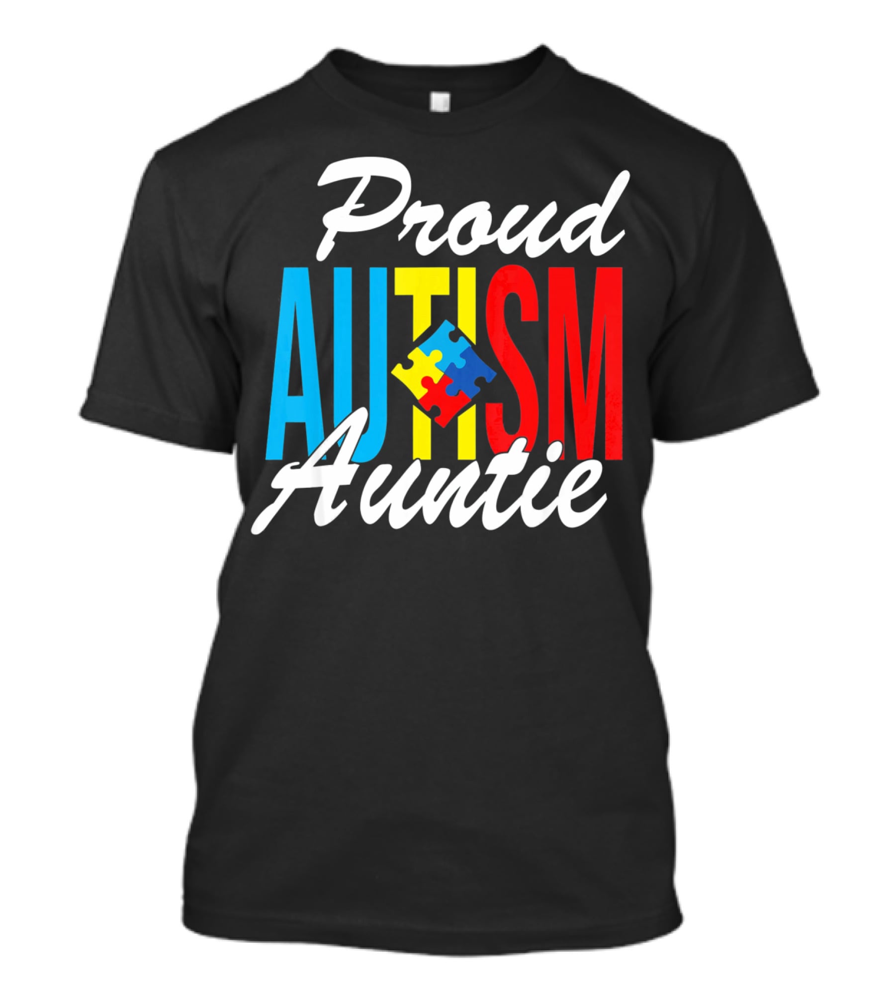 Proud Autism Auntie Puzzle Piece Awareness Support T-Shirt