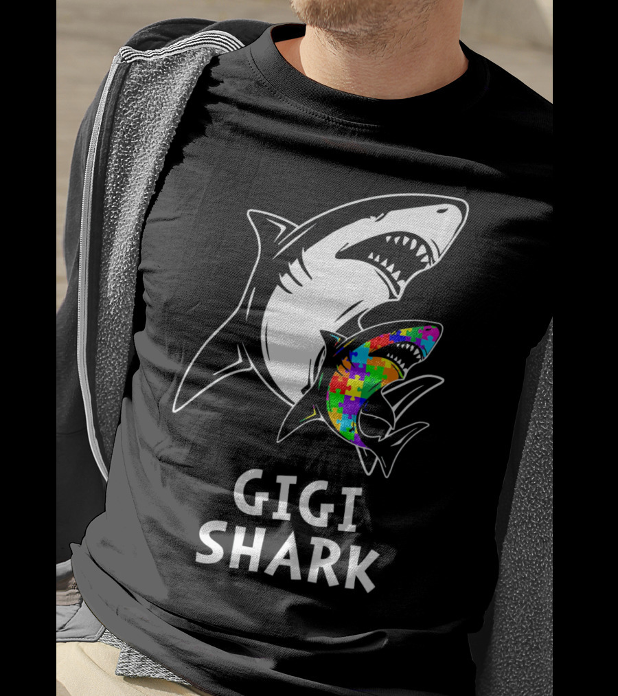 Gigi Shark Autism Awareness Puzzle Sharks T-Shirt