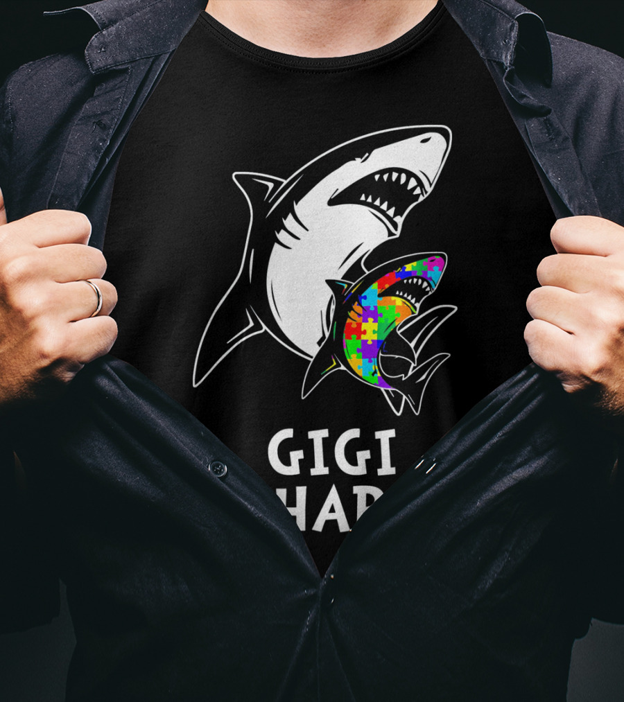 Gigi Shark Autism Awareness Puzzle Sharks T-Shirt