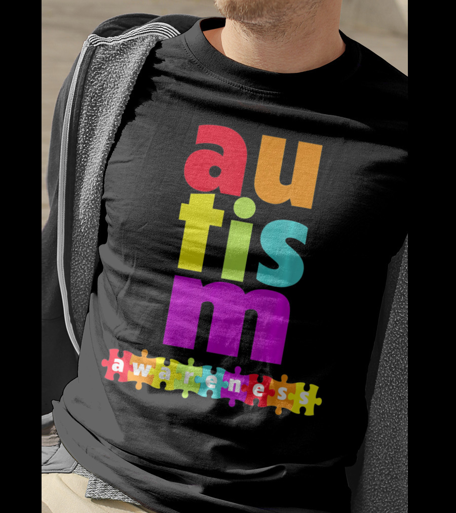 Autism Awareness Rainbow Puzzle Piece Autism Awareness T-Shirt