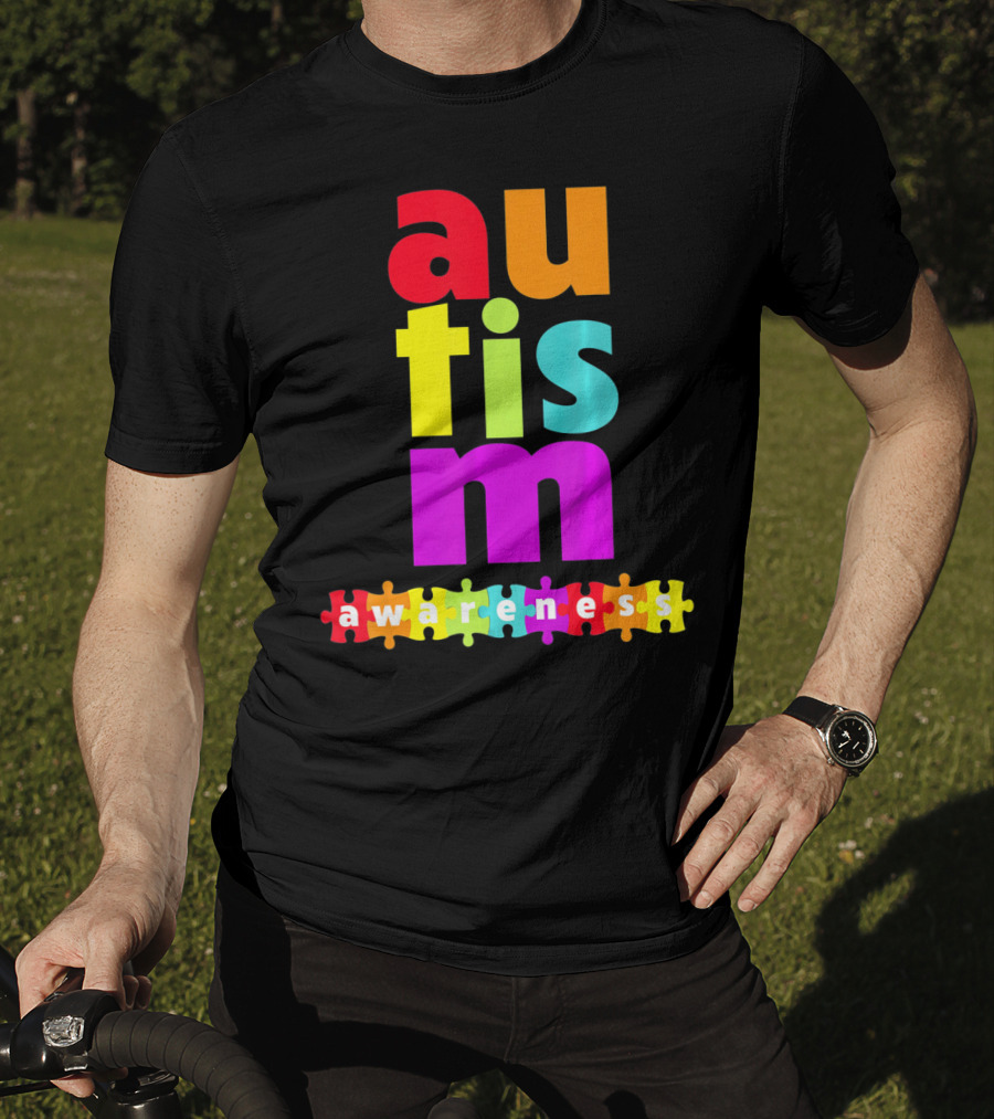Autism Awareness Rainbow Puzzle Piece Autism Awareness T-Shirt