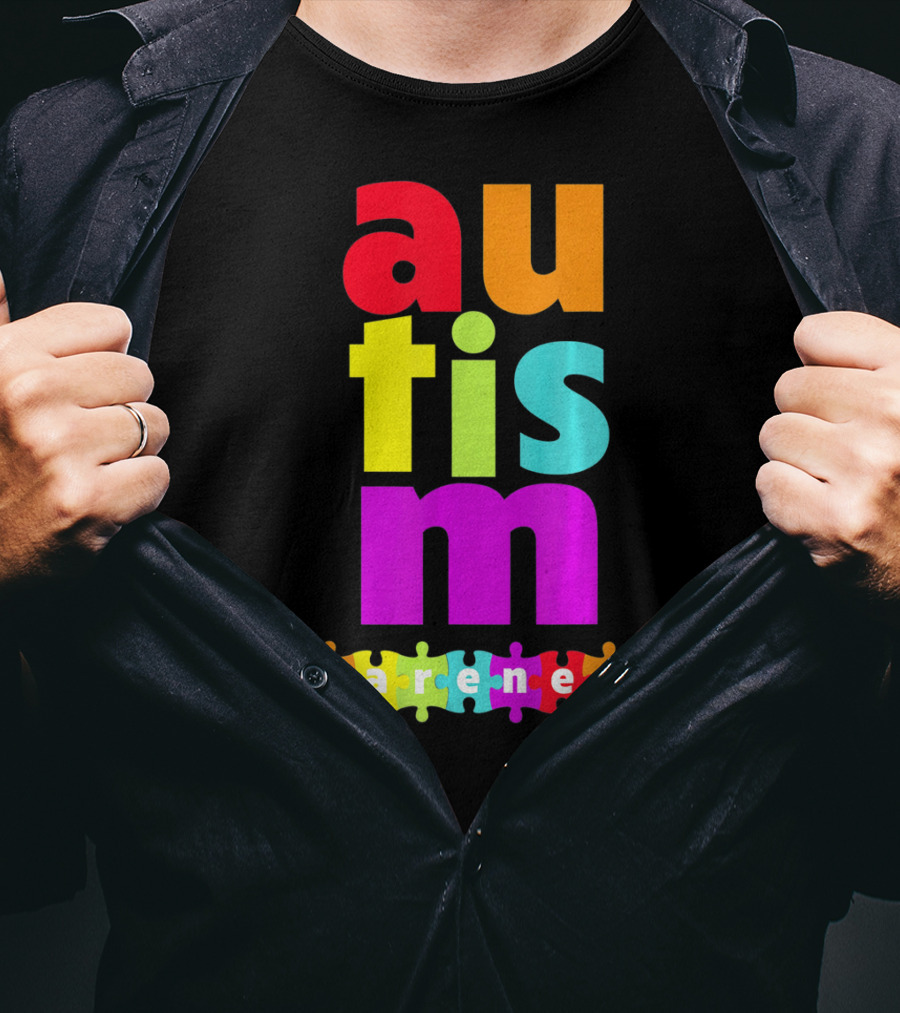 Autism Awareness Rainbow Puzzle Piece Autism Awareness T-Shirt