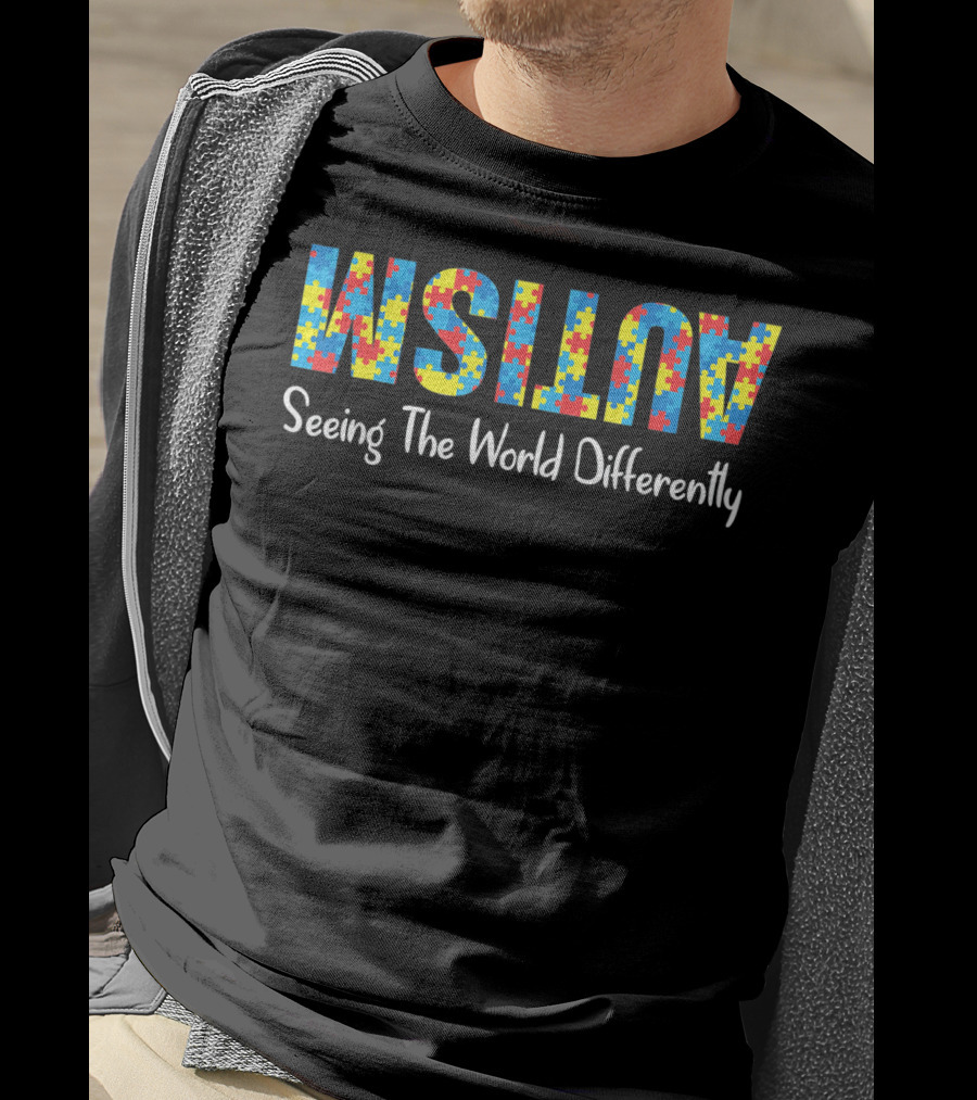 Mens Autism Awareness Seeing The World Differently T-Shirt
