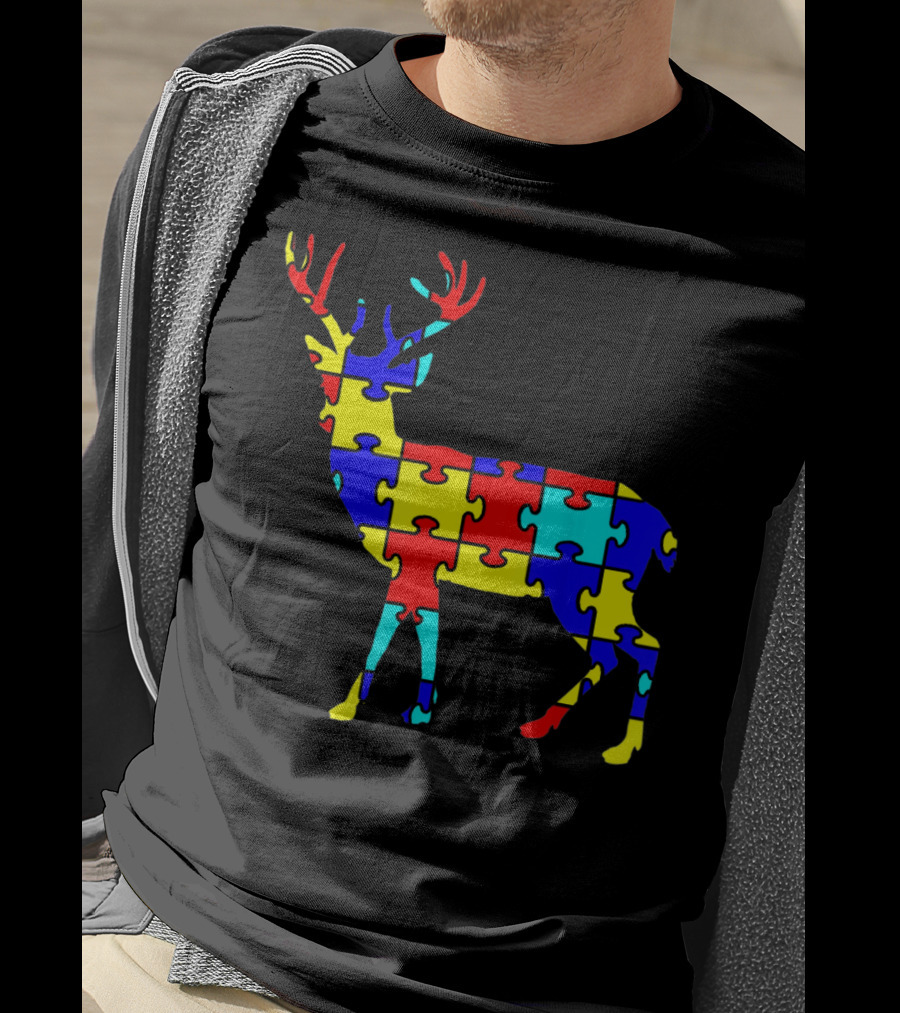 Deer Puzzle Autism Awareness Wildlife T-Shirt