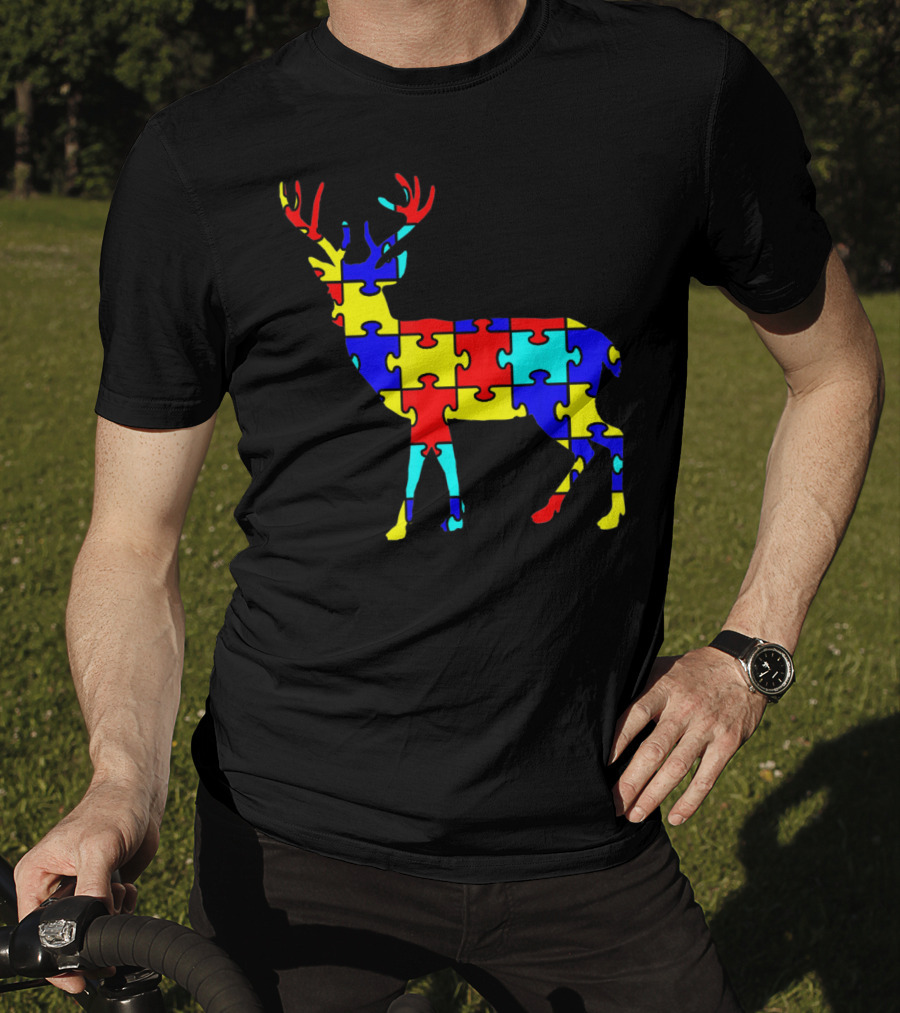 Deer Puzzle Autism Awareness Wildlife T-Shirt