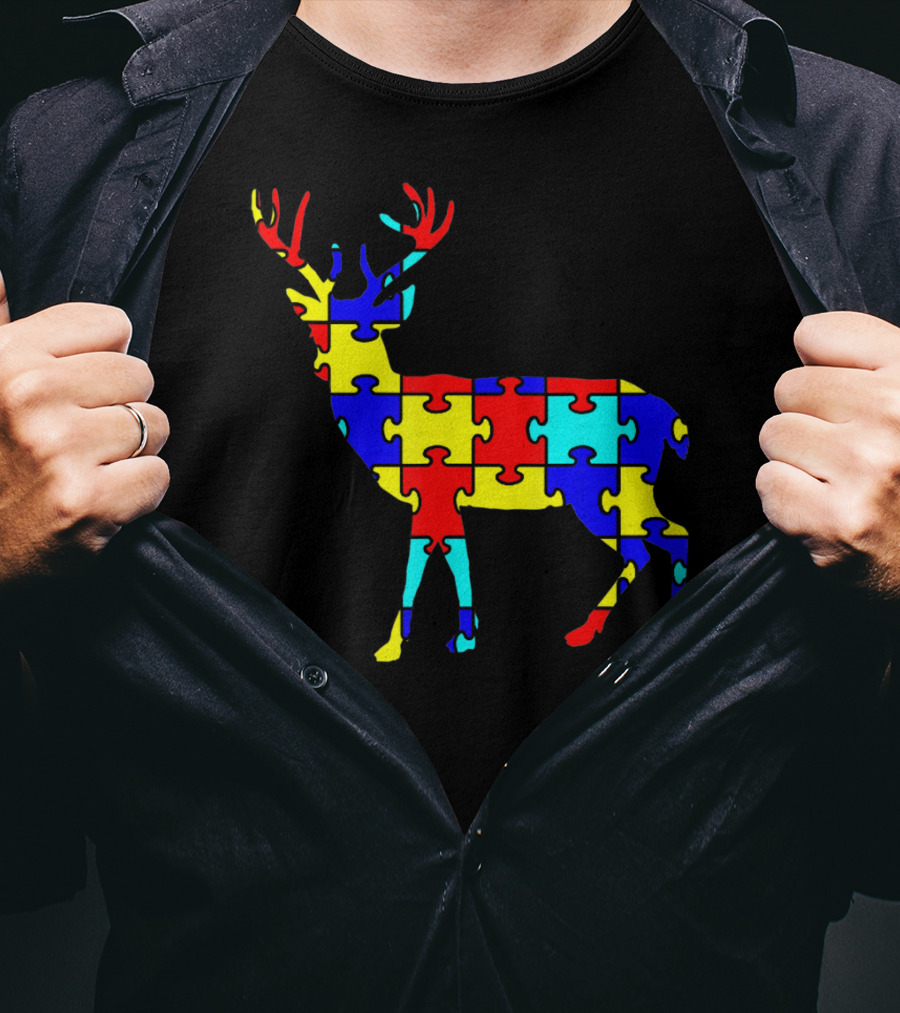 Deer Puzzle Autism Awareness Wildlife T-Shirt