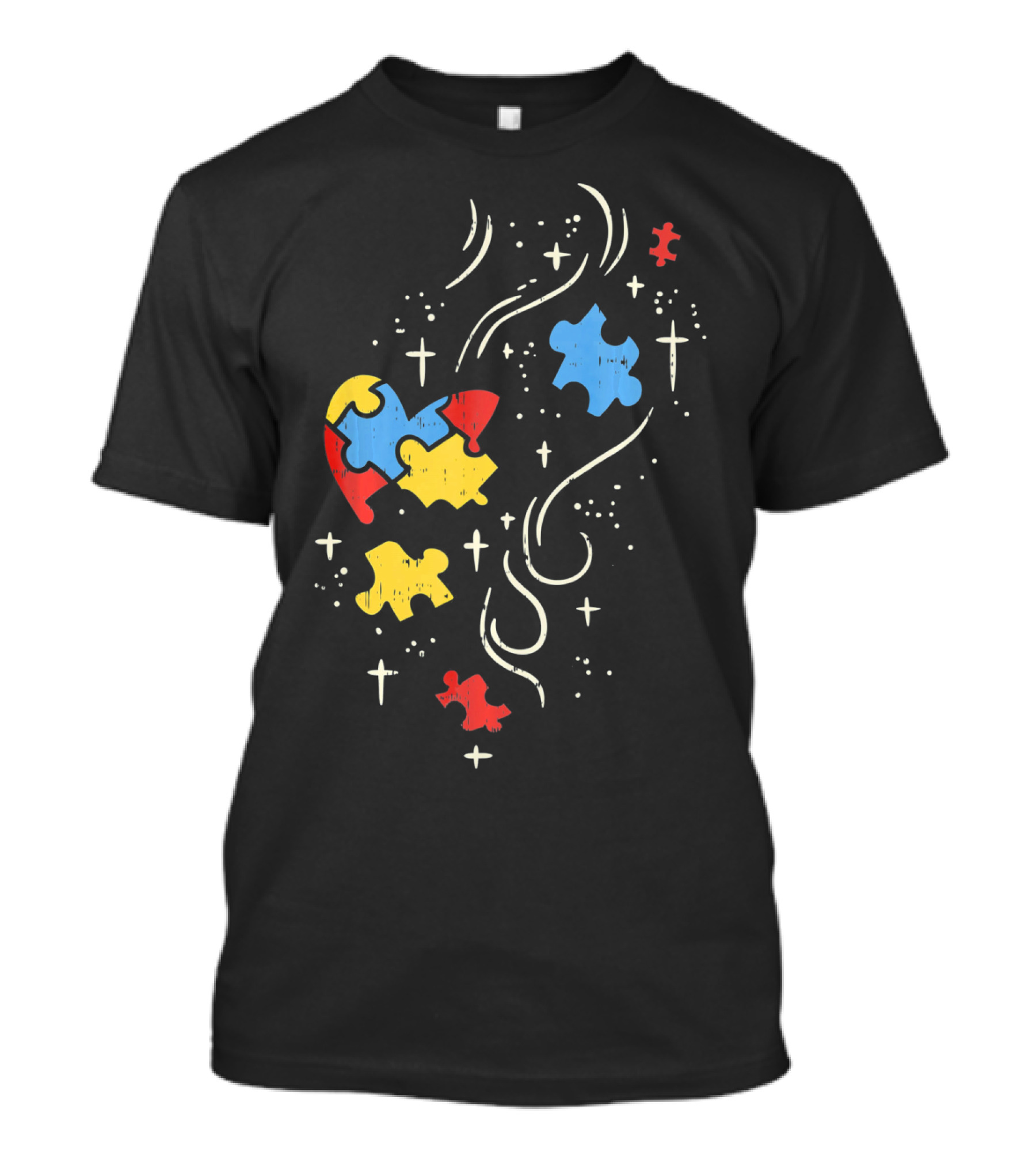 Autism Awareness Puzzle Ribbon Heart Crosses T-Shirt