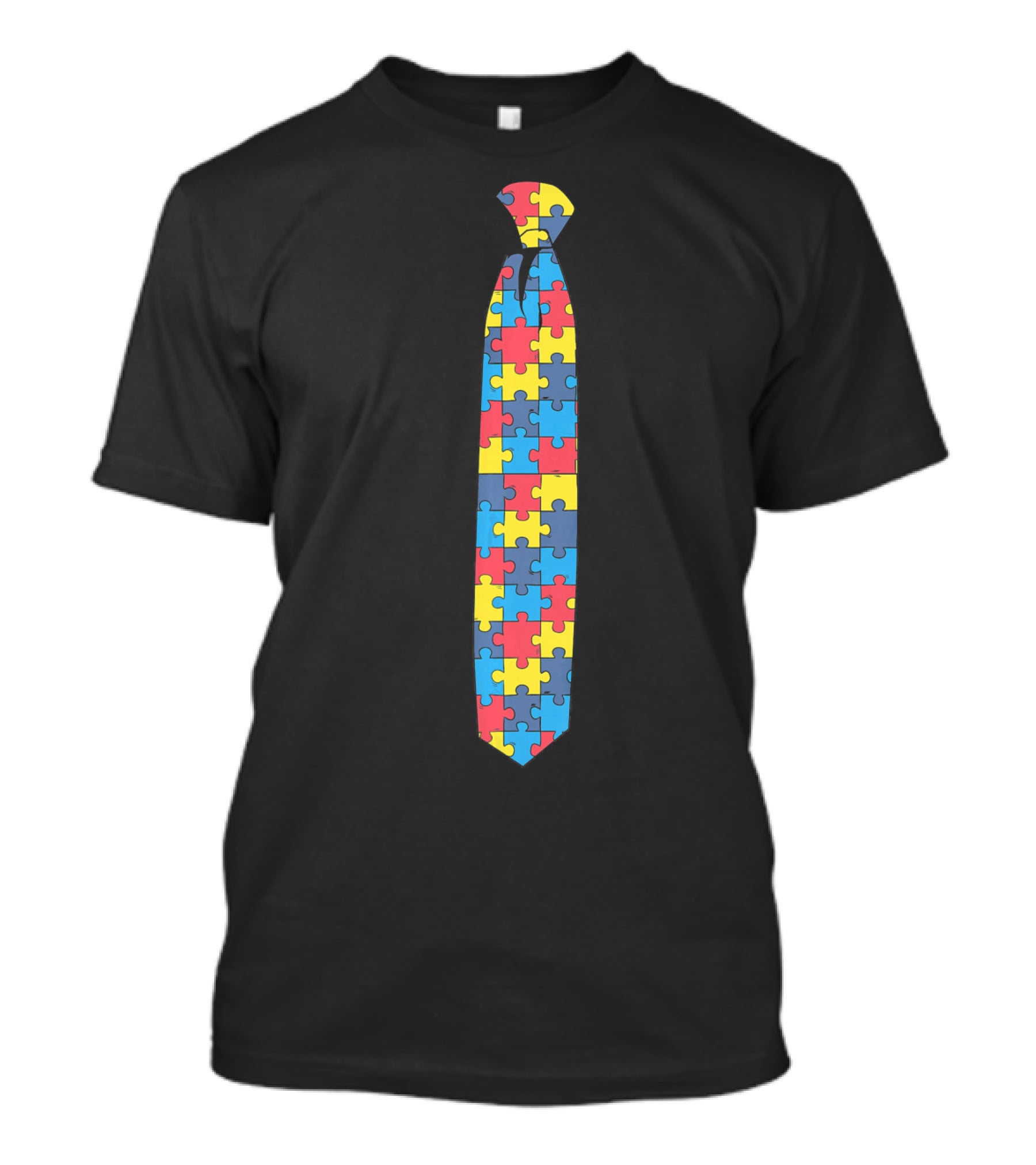 Unique Autism Awareness Day Puzzle Pattern TIE T-Shirt