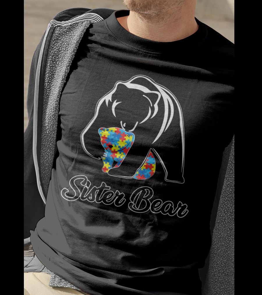Sister Bear Autism Awareness Puzzle T-Shirt
