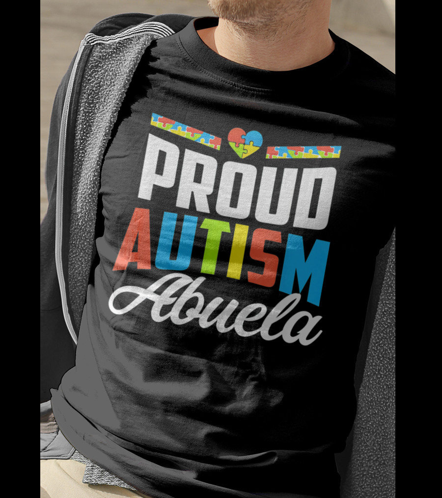 Proud Autism Abuela Heart Puzzle Awareness Support T-Shirt