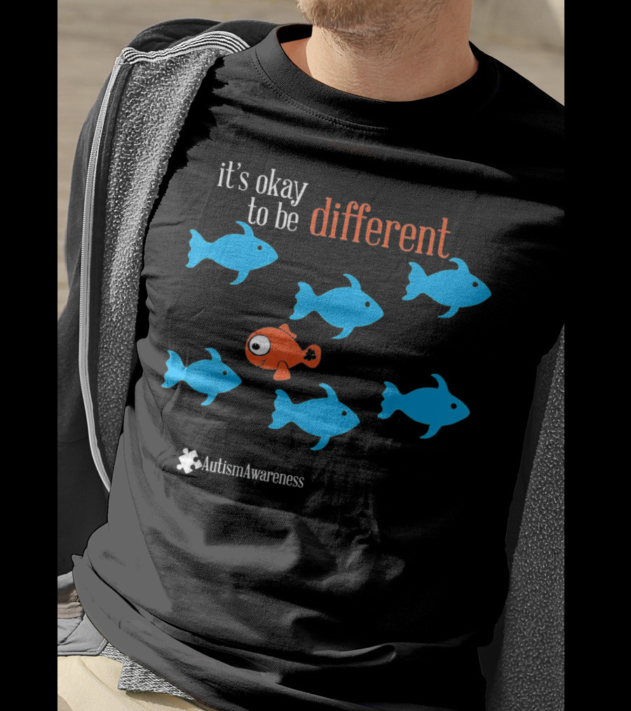 It's Okay To Be Different Autism Awareness Puzzle Fish T-Shirt