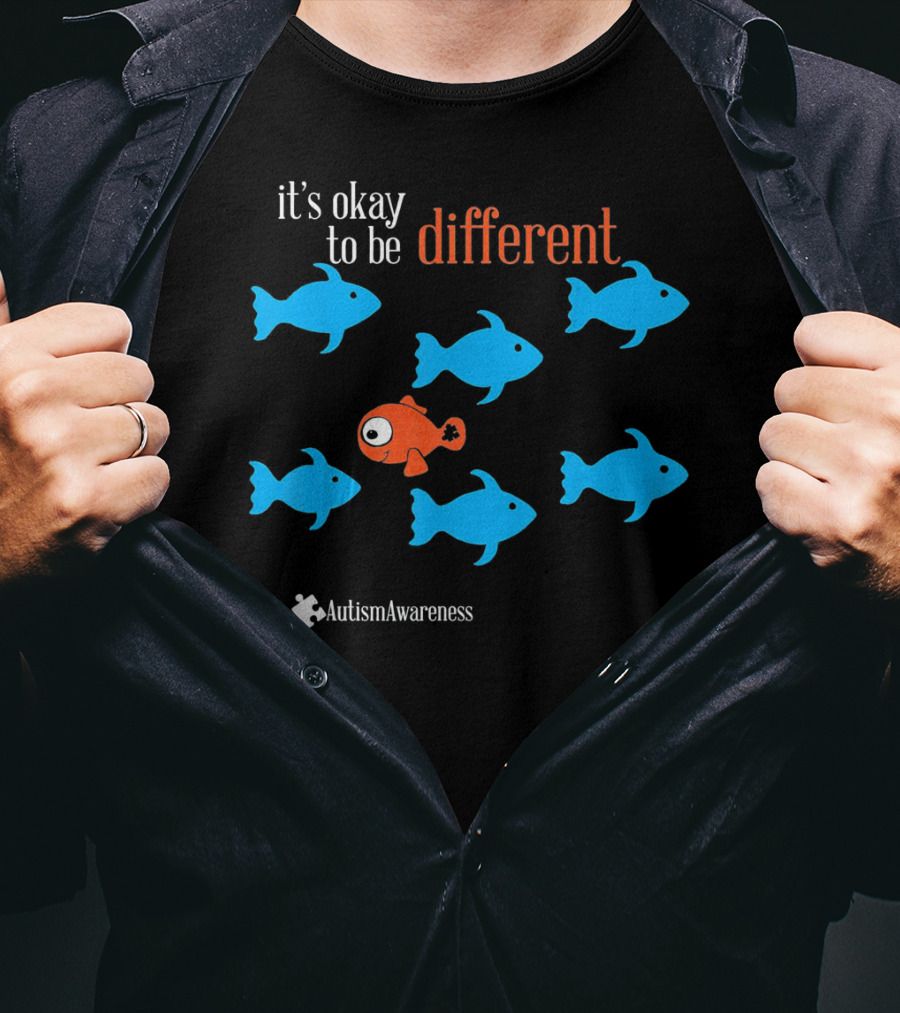 It's Okay To Be Different Autism Awareness Puzzle Fish T-Shirt