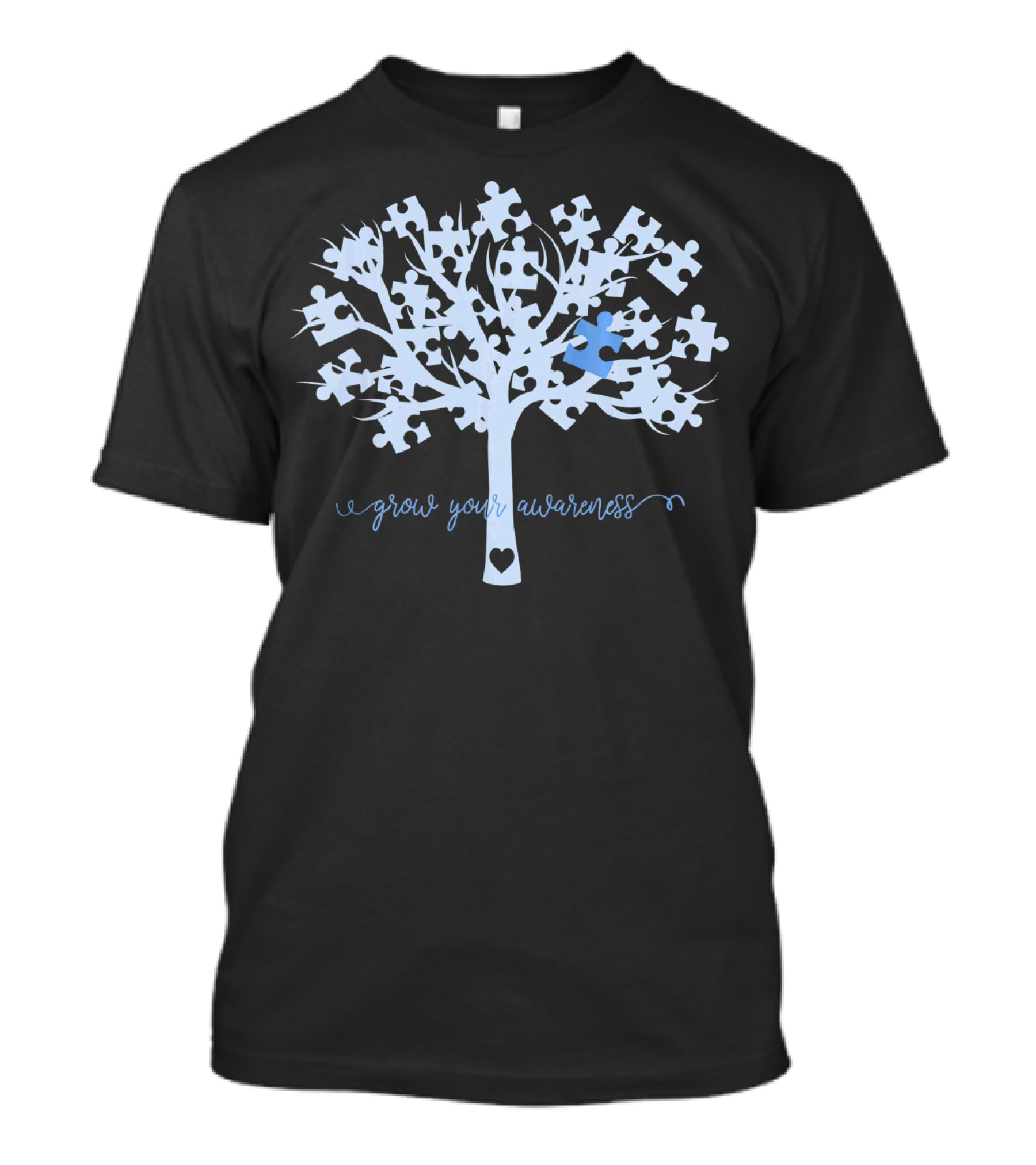 Grow Your Awareness Tree Jigsaw Puzzle Heart T-Shirt