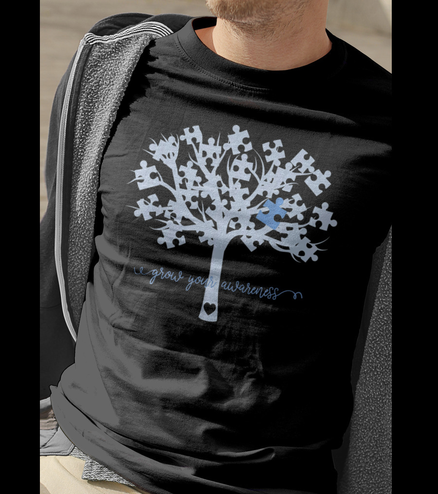 Grow Your Awareness Tree Jigsaw Puzzle Heart T-Shirt