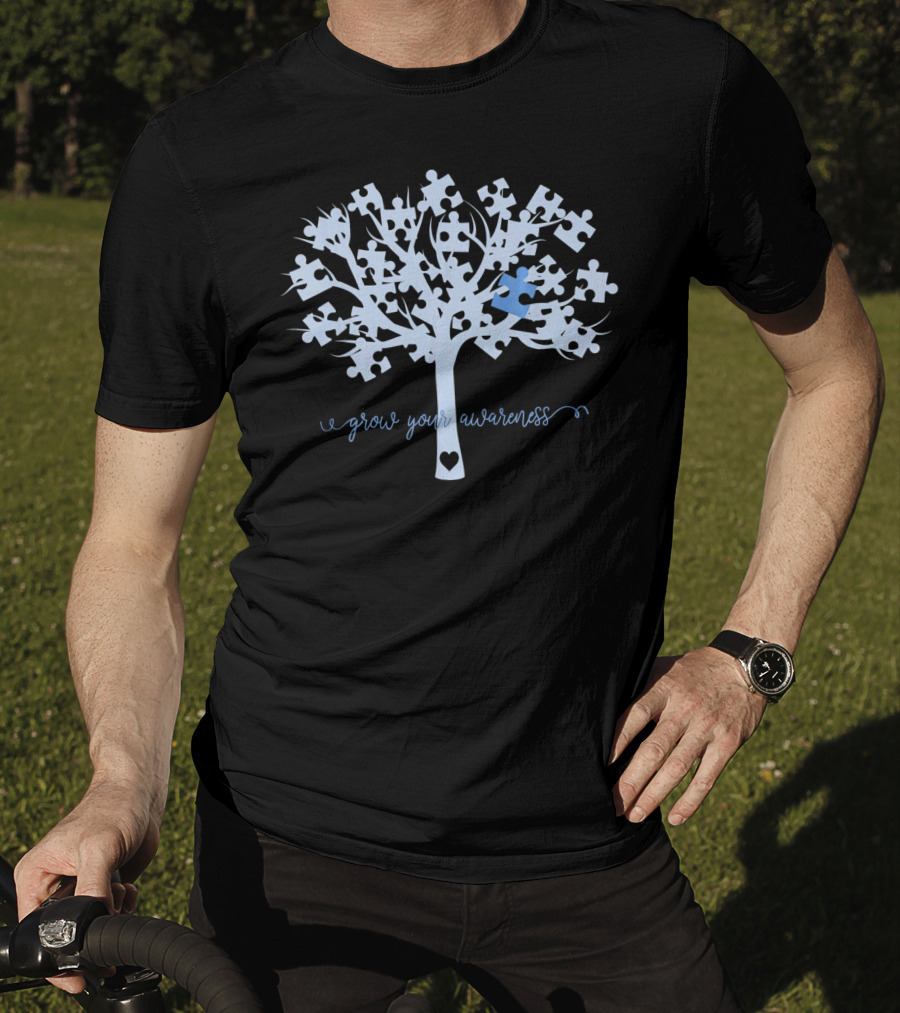 Grow Your Awareness Tree Jigsaw Puzzle Heart T-Shirt