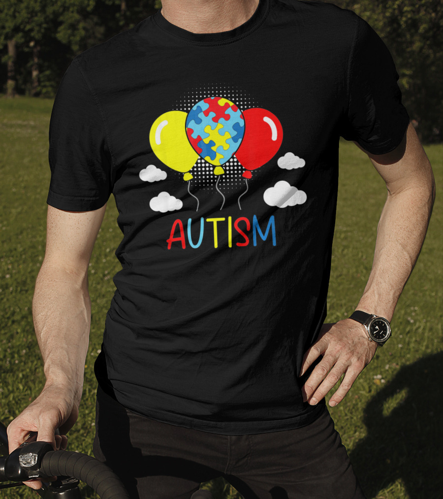 Autism Awareness Balloons Puzzle Clouds T-Shirt
