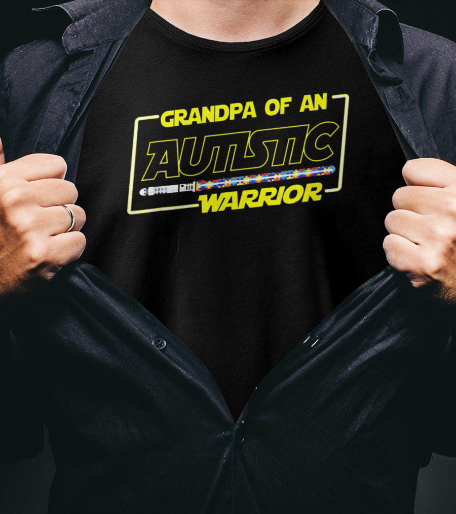 Grandpa Of An Autistic Warrior Autism Awareness T-Shirt