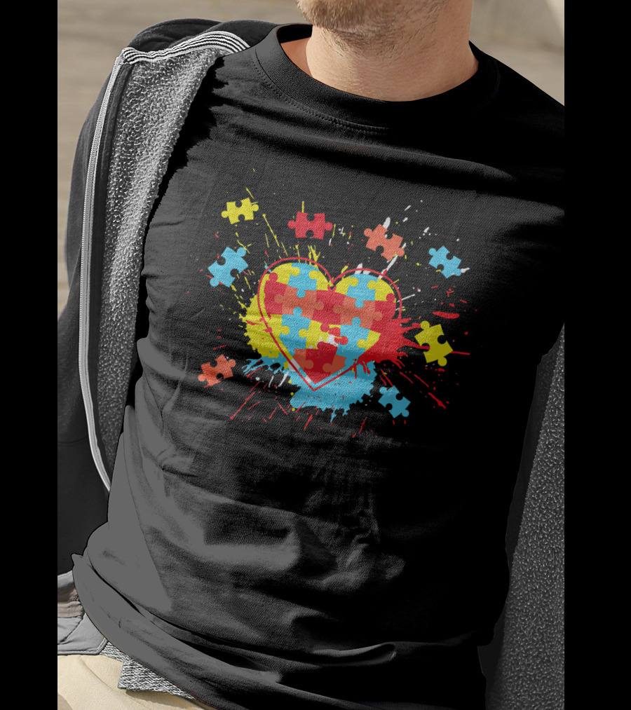 Heart Puzzle Autism Awareness Proud Au T-Shirt
