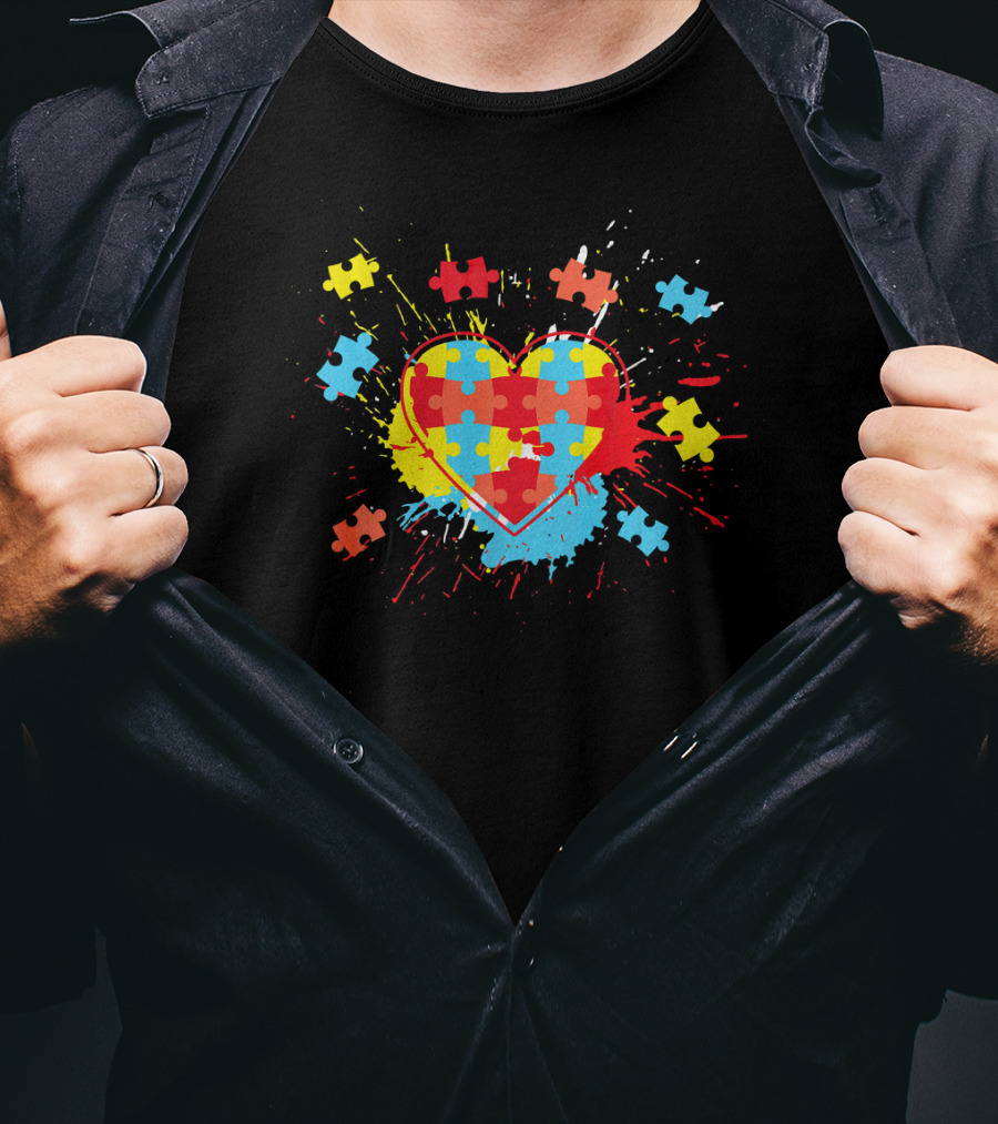 Heart Puzzle Autism Awareness Proud Au T-Shirt