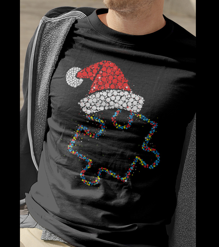 Puzzle Santa Merry Christmas Autism Awareness T-Shirt