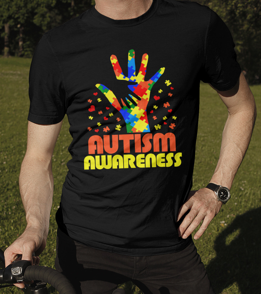 Autism Awareness Puzzle Piece Hand Son Daughter T-Shirt