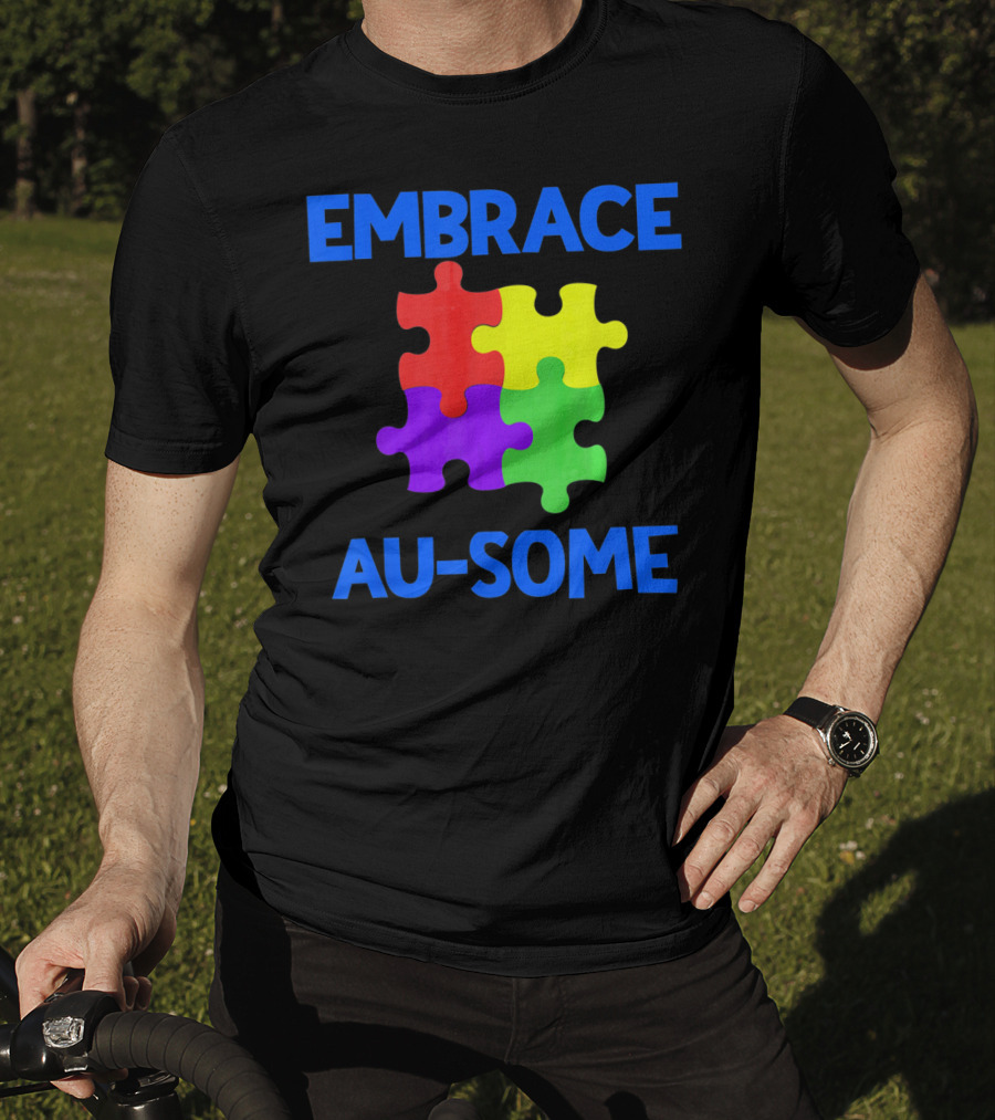 Embrace Au-some Autism Awareness Puzzle Piece T-Shirt