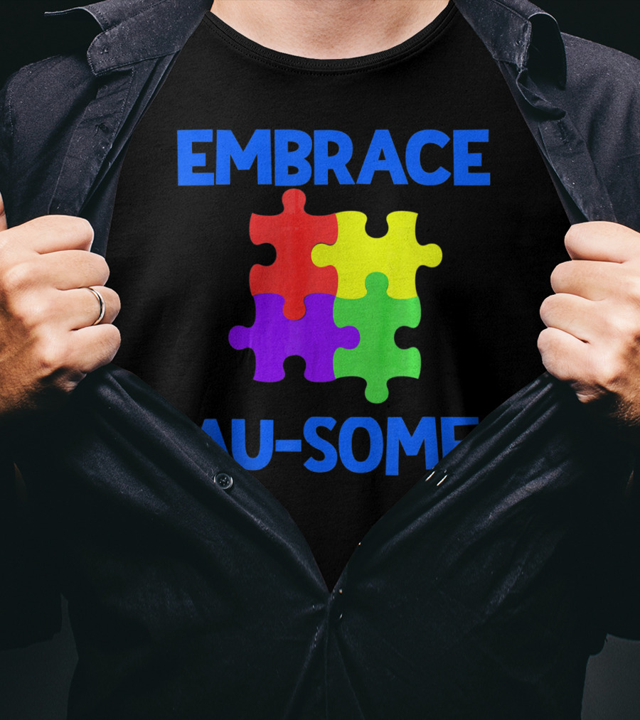 Embrace Au-some Autism Awareness Puzzle Piece T-Shirt