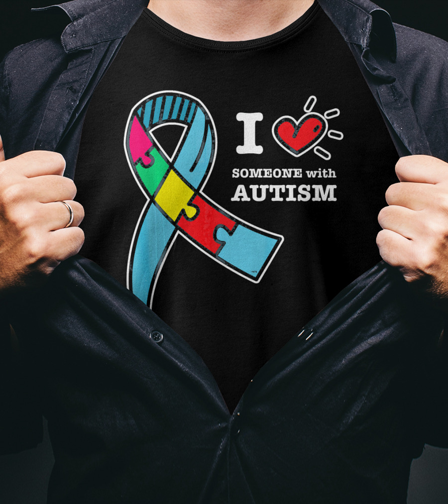 Autism Awareness I Love Someone With Autism Puzzle T-Shirt