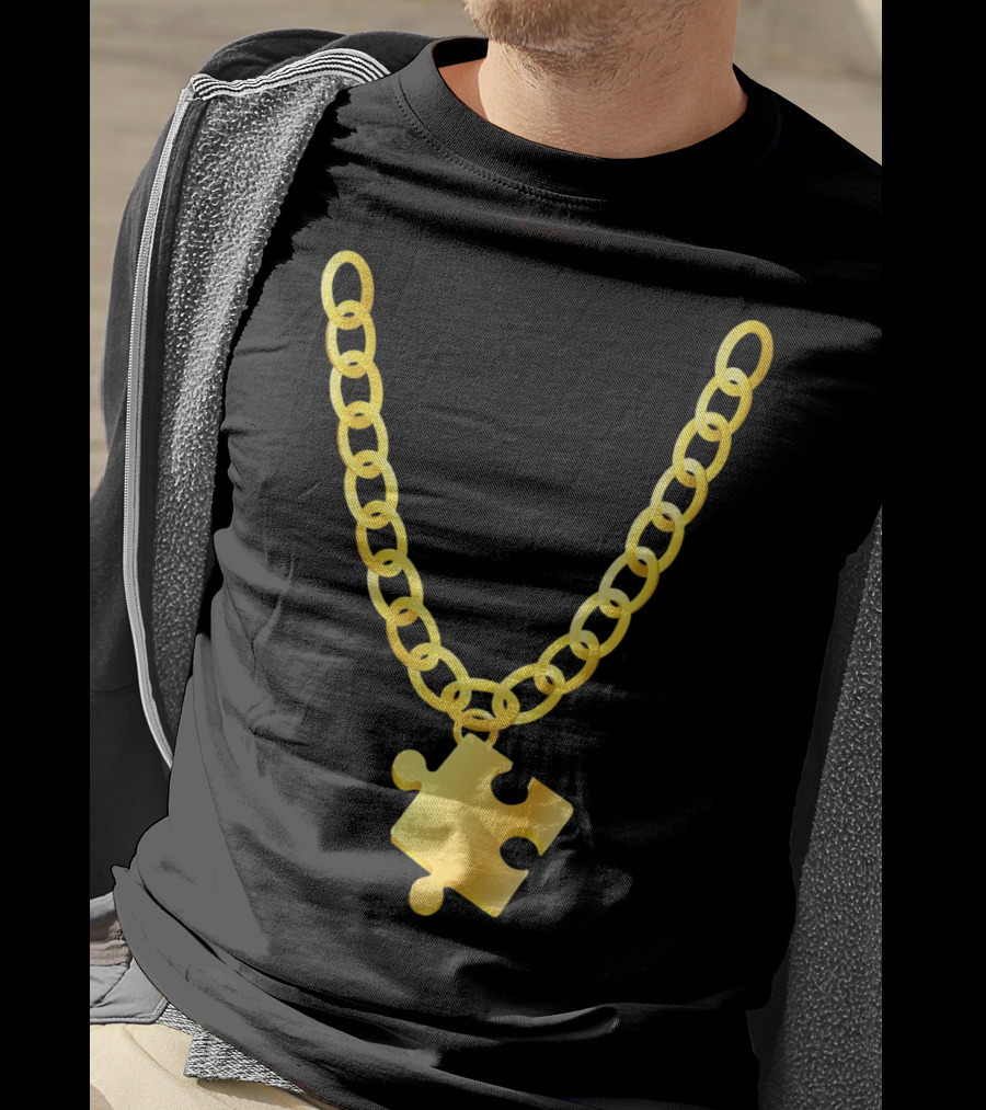 Original Autism Awareness Gold Puzzle Necklace T-Shirt