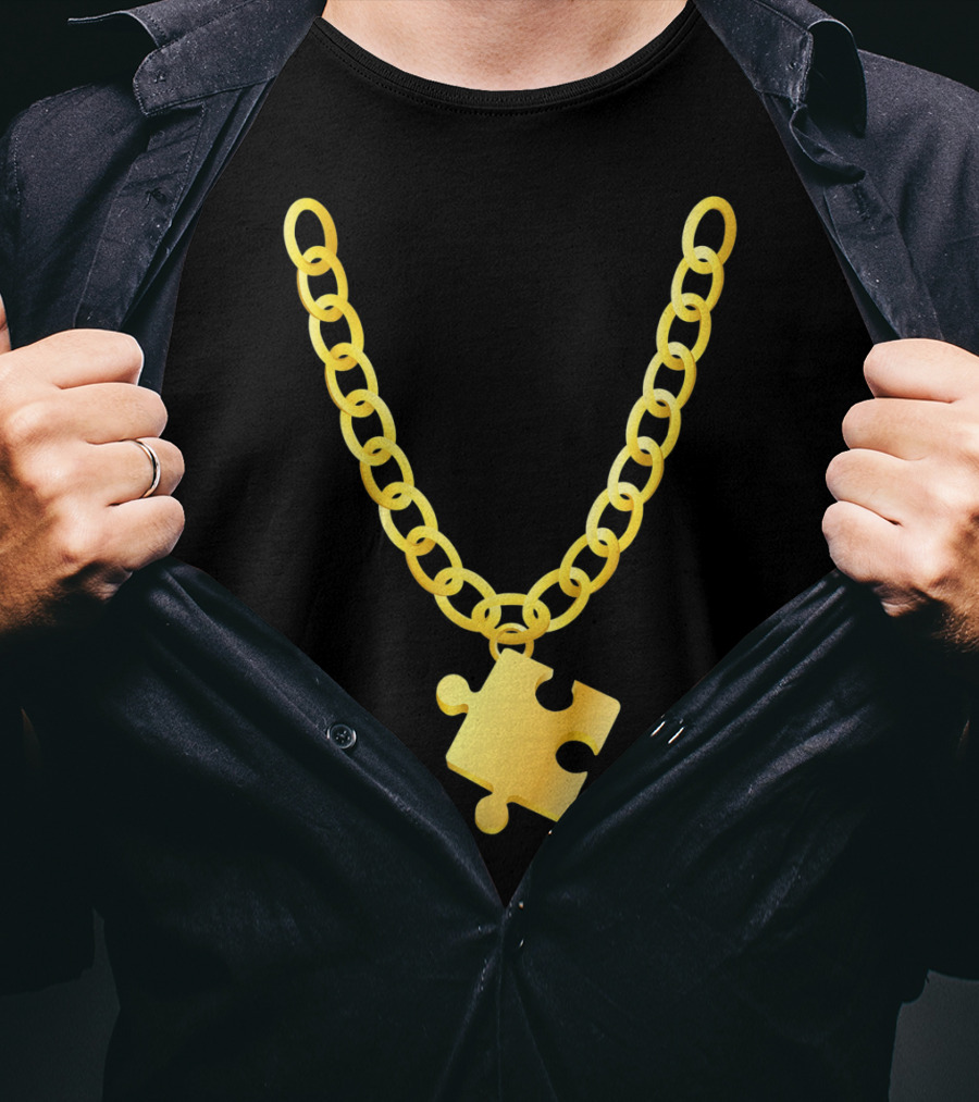 Original Autism Awareness Gold Puzzle Necklace T-Shirt