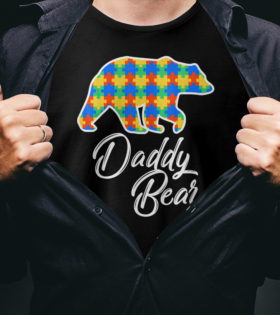 Daddy Bear Autism Puzzle Awareness T-Shirt