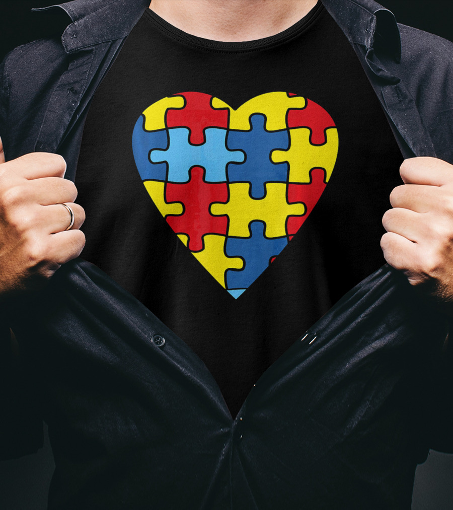 No Words Just Love Puzzle Heart Autism Awareness T-Shirt