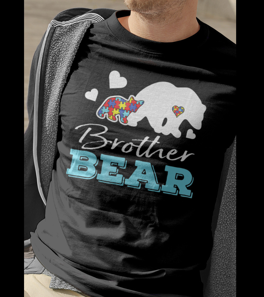 Brother Bear Puzzle Heart Autism Awareness T-Shirt