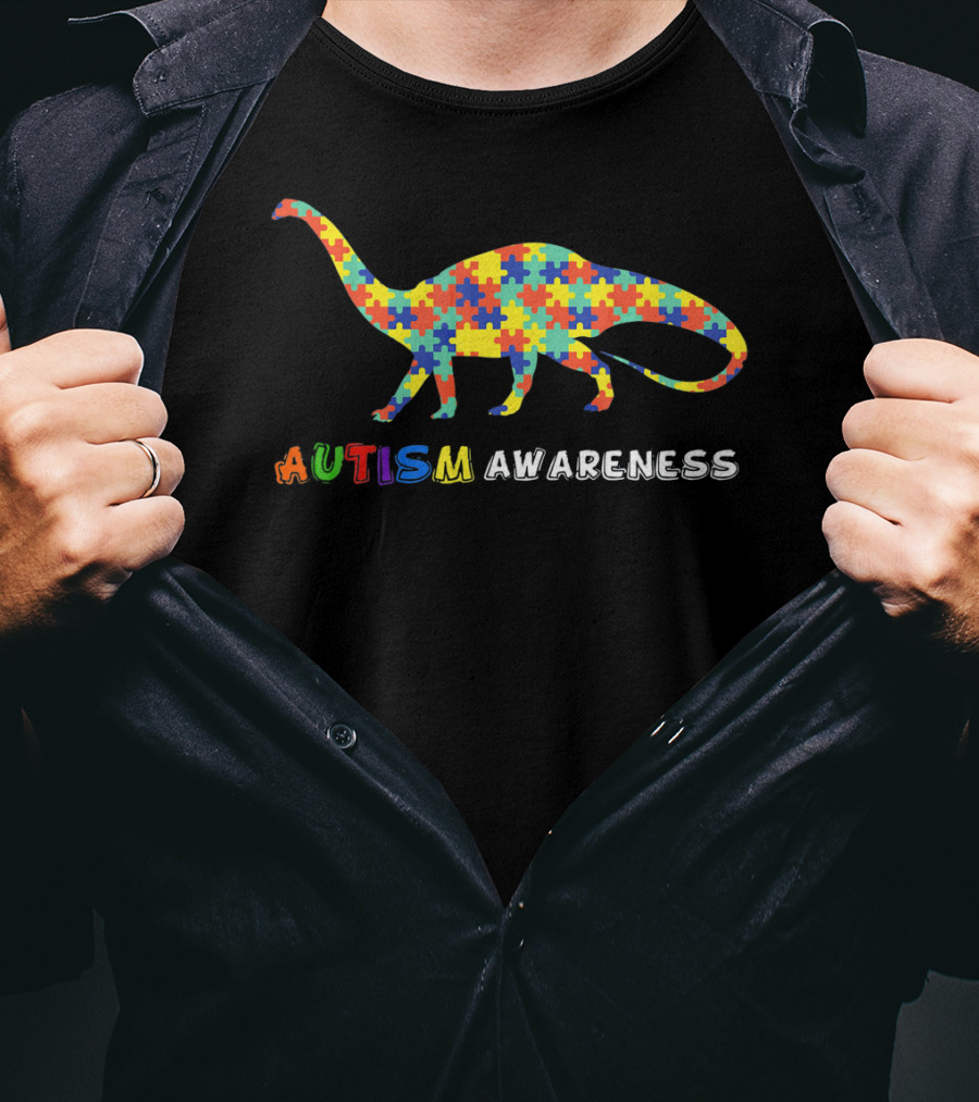 Autism Awareness Dinosaur Puzzle T-Shirt