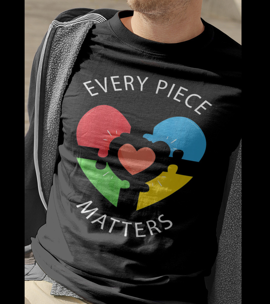 Every Piece Matters Puzzle Heart Colors Autism Awareness T-Shirt