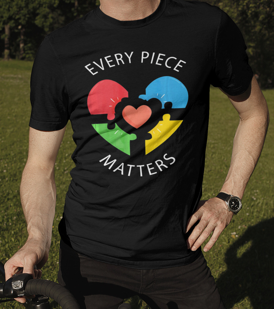 Every Piece Matters Puzzle Heart Colors Autism Awareness T-Shirt